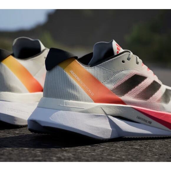 Adidas Adizero Boston Off White Black Solar Red Race Shoes IG3320 Mens 12 - Picture 8 of 10